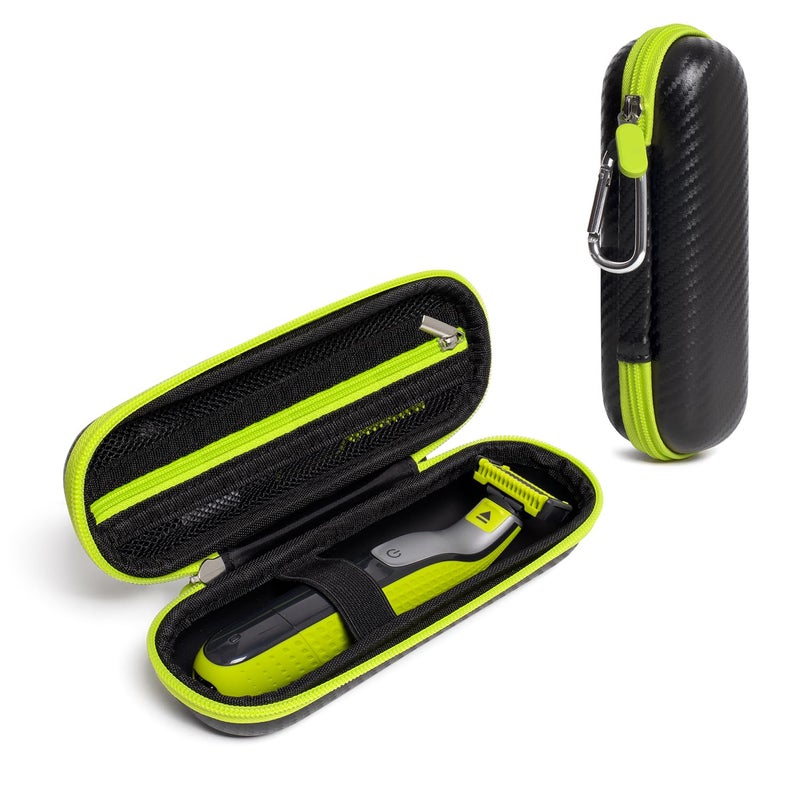 Nincha Travel Case Compatible with Philips Hybrid Electric Trimmer and Shaver, Face + Body Groomer QP2724/90, QP2834/70, QP1924/70, QP6531/70, Hard Carrying Case, Portable Bag, Black&Limegreen